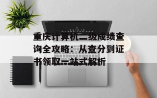 重庆计算机二级成绩查询全攻略：从查分到证书领取一站式解析