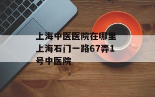 上海中医医院在哪里 上海石门一路67弄1号中医院