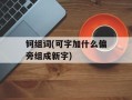 钶组词(可字加什么偏旁组成新字)