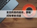 莲花的莲的组词，莲组词有哪些词语